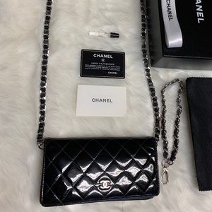 CHANEL Matrasse Quilted CC Long Wallet on Chain